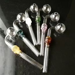 Glass Smoking Pipes Manufacture Hand-blown bongs Skeleton Coloured Head Long Curved Pot