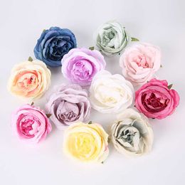 Dried Flowers 2PCs Rose Peony Artificial 8cm Silk Fake Head Party For Home Room Table Garden Wedding Decorations DIY Crafts