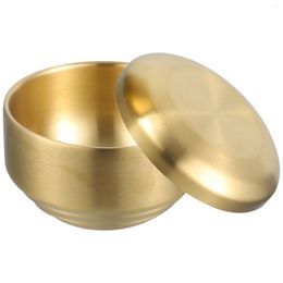 Bowls Soup Bowl Lid Household Korean Kitchenware Stainless Steel Steam 10.5X10.5X5.8CM Compact Metal Golden Home Rice Child