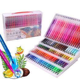 Watercolor Brush Pens 100 colors dual brush set watercolor art markers double-sided prompts bright and vivid colors 230619