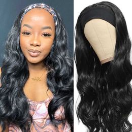 Nxy Hair Wigs 16 26inch Long Wavy Body Wave Headband for Black Women Glueless Full Machine Made Synthetic Wig Daily Wear 230619