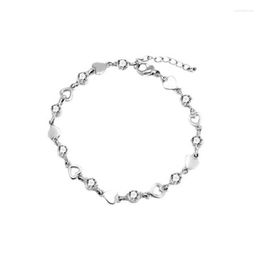 Link Bracelets Alloy Bangle Metal Bracelet Women Bangles Female Heart Zircon Chain Party Jewellery Gift Drop