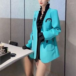 Women's Suits Insozkdg Women Fashion Single Breasted Candy Color Blazer Coat Vintage Long Sleeve Flap Pockets Female Outerwear Jacket