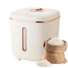 Storage Bottles Rice Dispenser Food Container Airtight Barrel With Time Pointer Measuring Cup Kitchen Pantry Organisation