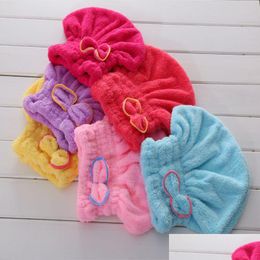 Towel Home Textile Microfiber Solid Hair Turban Quickly Dry Hat Wrapped 6 Colours Available Superfine Fibre Fabrics Wa0637 Drop Deliv Dhpbe