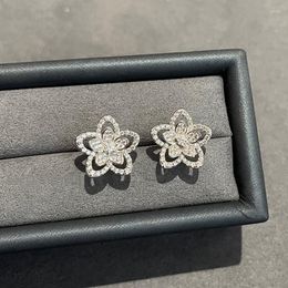 Stud Earrings Fashion Quality Flower Ladies Double Small Plum Micro Inlaid Zircon Female Jewellery Z567