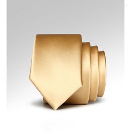 Bow Ties Top Quality Microfiber Waterproof Mens Tie 7CM Slim Silk Fashion Solid Gold For Men Wedding Party Groom Necktie Gift BOX