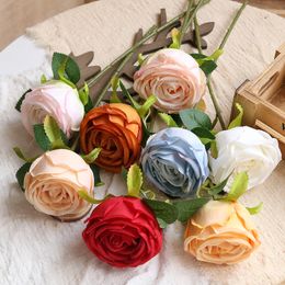 10Pcs Artificial Rose Silk Flower Branch DIY Bouquet Wedding Decoration Fake Flowers Rose Brial Bouquet Party Home Table Flower Arrangement