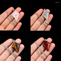 Pendant Necklaces Natural Stone Necklace Lapis Lazuli Crystal Sliver Colour Stainless Steel Chain For Jewellery Making Women Gifts