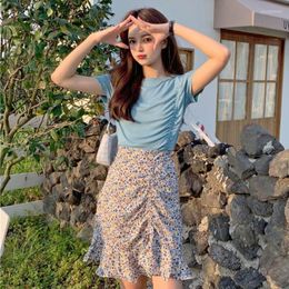 Skirts Women's Skirt With Strings Clothes Midi For Women Suspenders Chiffon Floral Korean Style In Stylish Vintage Y2k