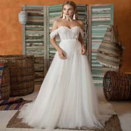 A-line Wedding Dresses Bridal Gowns For Nigerian Bride Modest African Middle East Church Sweep Train Sheer Straps289e