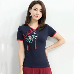 Ethnic Clothing Traditional Chinese For Women Tang Suit Style Shirt Female Short Sleeve Blouse Summer Cheongsam Top 12245