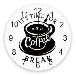 Wall Clocks Black Coffee Cup Retro Style Clock Modern Design Living Room Decoration Kitchen Mute Watch Home Interior Decor