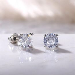 Stud Earrings CAOSHI Minimalist Lady Shiny Crystal Silver Colour Bridal Wedding Accessories All Compatible Fashion Contracted Jewellery