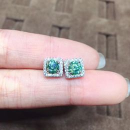 Women fashion Jewellery square blue green zircon diamond Earring Stud white gold plated earrings studs wedding party Jewellery girlfriend birthday gift