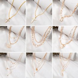 Pendant Necklaces Bohemian Gold Color Pendants Necklace For Women Multilayer Long Moon Tassel & Chain Chokers Fashion Jewelry