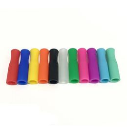 11 Colors Metal Straws Silicone Tips Fit for 6mm Wide Stainless Steel Straw i0616