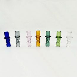 Colourful Smoking Pyrex Glass Pipes Preroll Herb Tobacco Cigarette Handpipe Holder Philtre Mouthpiece Catcher Taster Bat One Hitter Mouth Tips Handmade Tube dhl