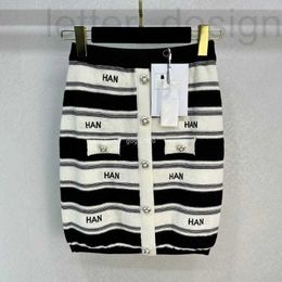 Skirts designer 23SS FW Women Designer With Letter Embroidery Mini Skirt Girls Female Knits Vintage Milan Runway Brand High End Custom Striped Pattern Dresses ZHVC