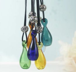 New Fashion essential oil diffuser necklace glass oil bottle aroma pendant necklaces water drops perfume bottle necklaces wholesale