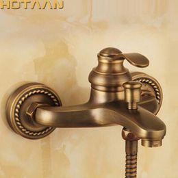 バスルームシャワーヘッドバスルームバス壁取り付けられた手持ちアンティークブラスシャワーヘッドキットシャワー蛇口セットYT-5340 230617