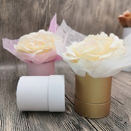 Gift Wrap Mini Single Flower Bucket Box Rose Round Florist Bouquet Boxes Barrel for Valentine's Day Wedding Party 230619