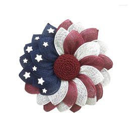 Decorative Flowers Independence Day Artificial Wreath Red White Blue Patriotic Garland Ornament Drop