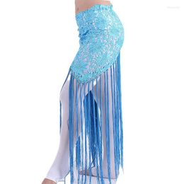 Stage Wear Belly Dance Hip Scarf Glitter Fringe Triangle Wrap Belt Sparkle Skirt Dancewear For Women Outfit Accessory With Tassel Sequins