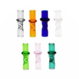 Colorful Smoking Pyrex Glass Pipes Preroll Herb Tobacco Cigarette Handpipe Holder Filter Mouthpiece Catcher Taster Bat One Hitter Mouth Tips Handmade Tube