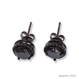 Stud Hip Hop Ear Stud New Black Ear Nails Circular Square Transparent Gold Earrings For Men women R230619