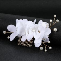 Fabrics Hair Combs Vintage Pearls Colourful Hairpins Hair Clips for Women Bridal Jewellery Wedding Headpiece