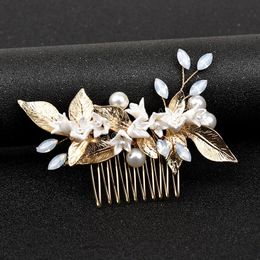 Exquisite Hair Combs Flower Leaves Pearls Rhinestones Jewellery Hairpins Crystal Hair Clips Tocodos for Bride Ladies Hair Tiaras