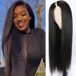 Brazilian Straight V Part Wig Human Hair 30 Inch No Leave Out This Part Human Hair Wig for Women Middle Part Wig