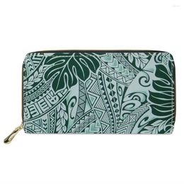 Wallets Design Polynesian Tribal Style Lady Girls Printed PU Leather Fashion Long Wallet Luxury Purse Phone Case