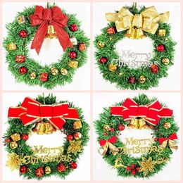 Decorative Flowers 30CM Bow Garland Arrangement Christmas Ornament Wreath Door Decorations For Home 2023