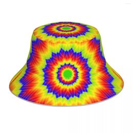 Berets Fisherman's Hat Unisex Fashion Optical Illusion Background Bob Cap Windproof Outdoor Reflective Bucket