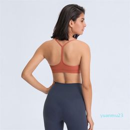 L-005 Y-Shaped Back Skin-Friendly Tank With Chest Pad Fitness Outfit Feels Buttery-Soft Sports Bra Removable Cups Yoga Vest Solid