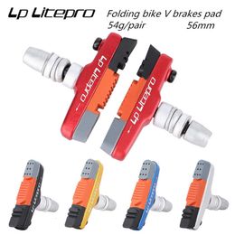 Bike Brakes 1 pair folding bicycle V brake pad 56mm replaceable shoe silent rubber litepro 230619