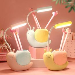 Candeeiros de mesa Candeeiro de desenho animado Fofo Caracol Night Light USB recarregável LED Proteção para os olhos da criança Mesa de leitura Início