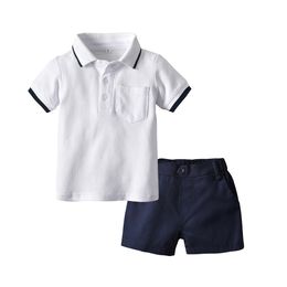 Clothing Sets Kids Polo Shirts Boys Shorts Summer Cotton Solid Short Sleeve Top Short Pant Clothing Sets Casual for Child Clearance Clothes 230617