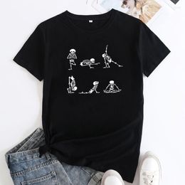 Women's T Shirts Skeletons Yoga Shirt Camiseta Funny Skeleton Namaste Tshirts Gothic Women Meditation Workout Tops Tees