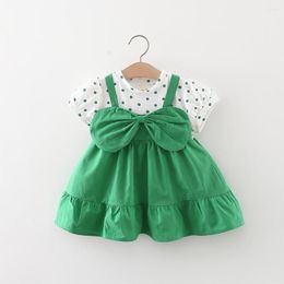 Girl Dresses Casual Polka Dot Baby Girls Clothes Sweet Summer Kids Princess Dress Short Sleeved Clothing Bow Party Vestidos