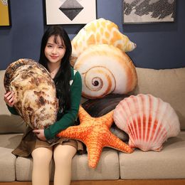Stuffed Plush Animals Real life conch shells starfish Abalone oysters plush pillows filled with simulated marine animals fun toys creative room decoration 230619
