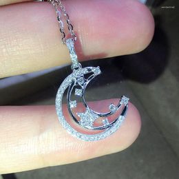 Pendant Necklaces CAOSHI Gorgeous Silver Colour Moon Shape For Evening Party Elegant Engagement Jewellery Women Stylish Necklace