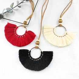 Pendant Necklaces Fashion Bohemian Seven Colors Tassel Long Chain Necklace Fringed Braided Circular For Women Sweater Jewelry