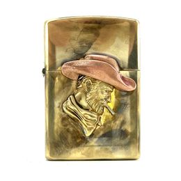 Hand Tools Brass Cow Boy Man Western Lighter Storage Case EDC Classic Vintage Universal Portable Box Container Organizer Holder Armor 230617