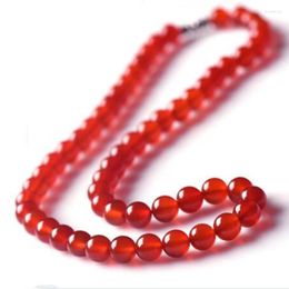 Chains Natural Red Jade Beads Beaded Necklace Women Fashion Charms Jewellery Carnelian Round Bead Chokers For Girlfriend Mom Gifts