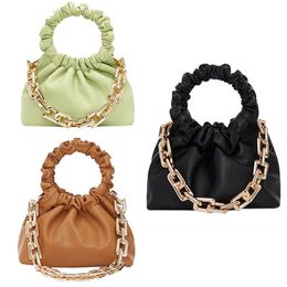 designer women bag the tote bag purses Hardware chain and acrylic chain woman handbag Cloud pleated round line Advanced Sensory Leather Material Crossbody Bags