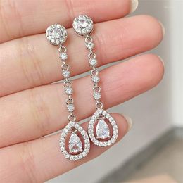 Dangle Earrings Uilz Silver Color Water Drop Earrngs For Women Cystal Korean Jewerly Goth Girls Elegant Wedding Accessories