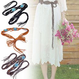 Belts Women Ethnic Style Hollow Long Tassels Waistband Ladies Wooden Bead Braided Rope Belt Casual Colourful Dress Accessories